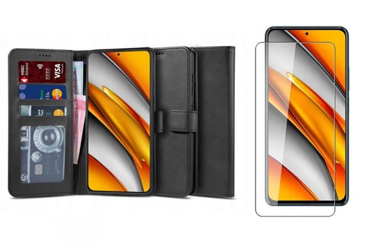 Etui Wallet 2 + Szkło Hartowane Płaskie do Xiaomi Poco F3 Braders