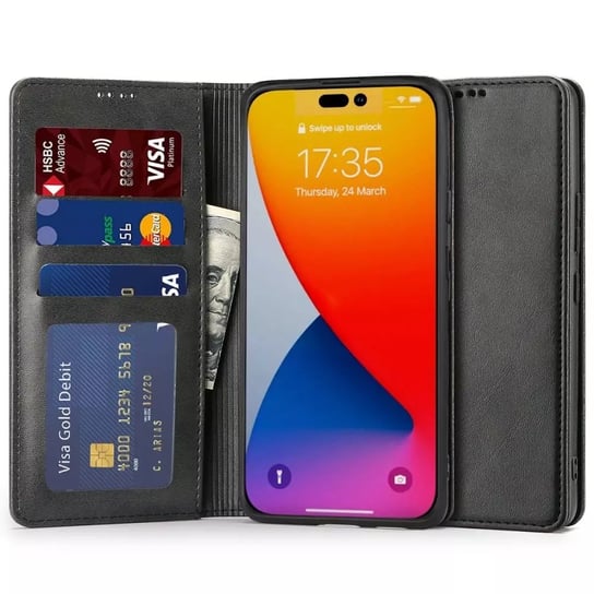 Etui Wallet portfel Magnet do Apple iPhone 14 Pro Max Black 4kom.pl