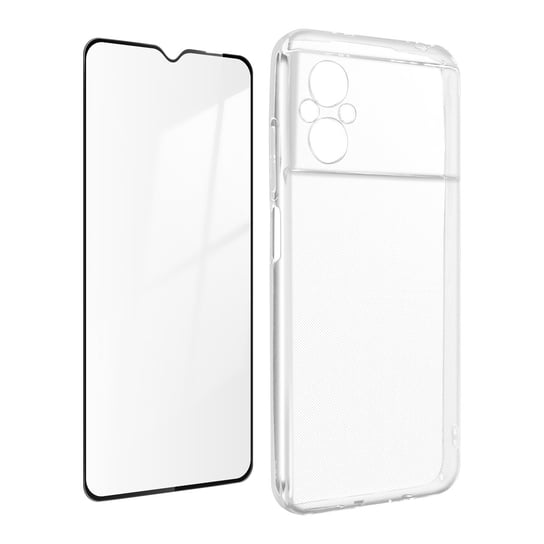 Etui Xiaomi Poco M5 Żel Silikonowy Szkło Hartowane 9H Czarny Kontur Avizar