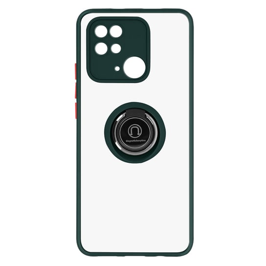 Etui Xiaomi Redmi 10C Bi-material Metal Ring Function Stand zielone Avizar