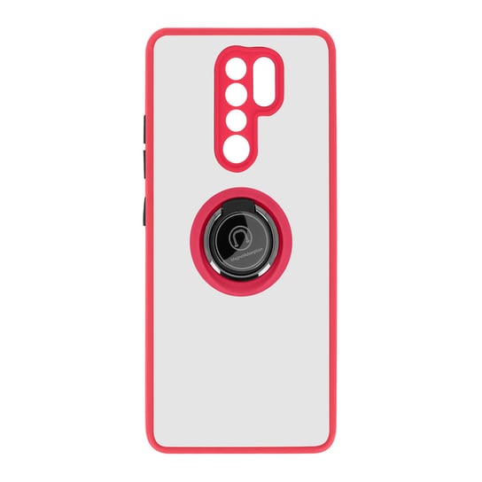 Etui Xiaomi Redmi 9 Bi-material Metal Ring Function Stand czerwone Avizar