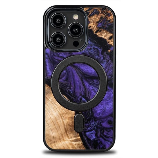etui z drewna i żywicy na iPhone 15 Pro MagSafe Bewood Unique Violet - fioletowo-czarne BEWOOD