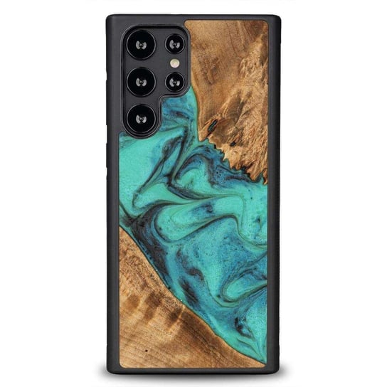 Etui z drewna i żywicy na Samsung Galaxy S22 Ultra Bewood Unique Turquoise - turkusowo-czarne BEWOOD