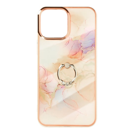 Etui z dwóch materiałów do iPhone'a 11 Pro Max z pierścieniem podtrzymującym w kolorze różowego złota i marmuru Avizar