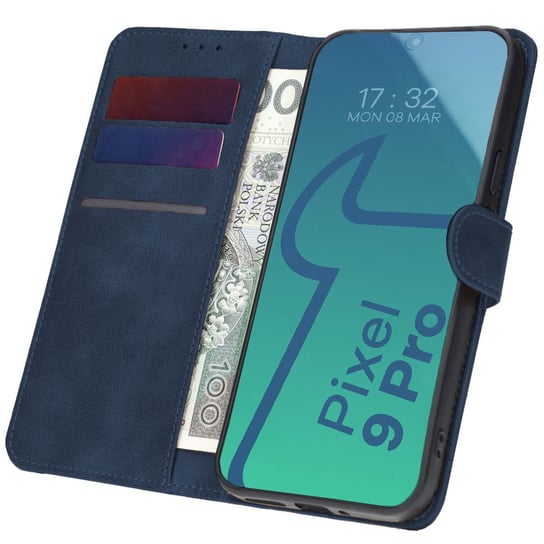 Etui z klapką Bizon Case Pocket do Google Pixel 9 Pro, granatowe Bizon