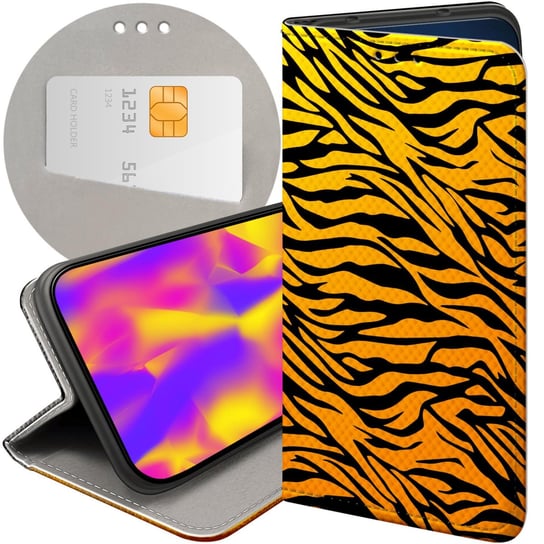 ETUI Z KLAPKĄ DO A54 / A74 / A93 WZORY TYGRYS TYGRYESK TIGER FUTERAŁ CASE Oppo