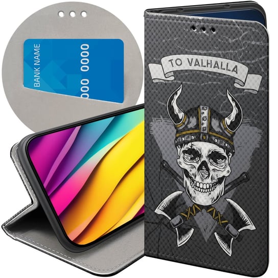 ETUI Z KLAPKĄ DO ALCATEL 1B 2020 WZORY WIKINGOWIE VIKING RUNY ODYN FUTERAŁ Alcatel