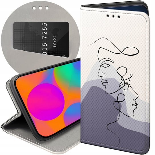 ETUI Z KLAPKĄ DO ALCATEL 1C 2019 WZORY CONTINUOUS LINE-ART KRESKA LINIE Alcatel