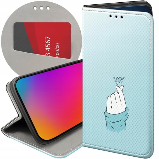 ETUI Z KLAPKĄ DO ALCATEL 1C 2019 WZORY NIEBIESKIE BLUE BLAU FUTERAŁ CASE Alcatel