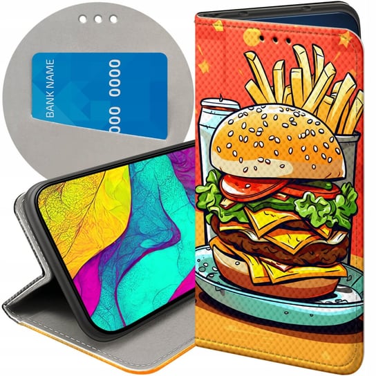 Etui Z Klapką Do Alcatel 1S 2019 Wzory Hamburger Burgery Fast-Food Jedzenie Alcatel