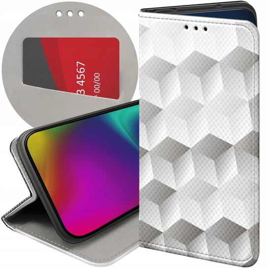 ETUI Z KLAPKĄ DO ALCATEL 1S 2021 / 3L 2021 WZORY 3D GEOMETRYCZNE ILUZJA Alcatel