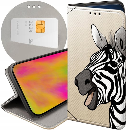 ETUI Z KLAPKĄ DO ALCATEL 1S 2021 / 3L 2021 WZORY ZEBRA ZEBERKA PASKI CASE Alcatel