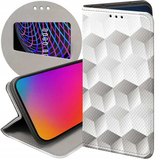 ETUI Z KLAPKĄ DO ALCATEL 3 2019 WZORY 3D GEOMETRYCZNE ILUZJA FUTERAŁ CASE Alcatel