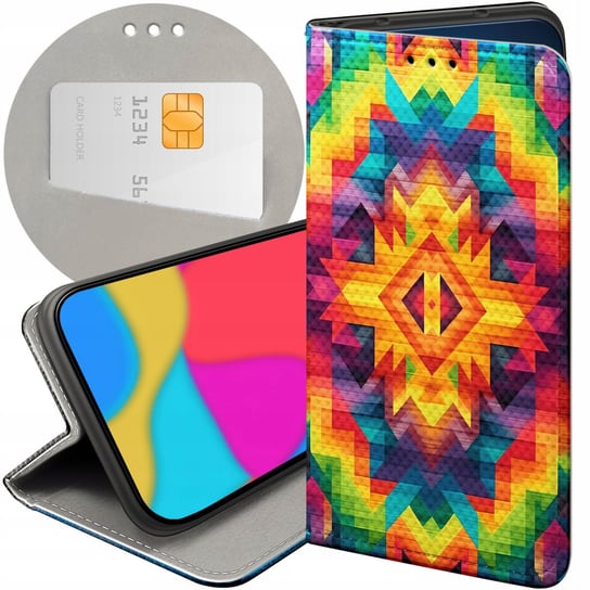 ETUI Z KLAPKĄ DO ALCATEL 3 2019 WZORY AZTECKIE AZTEC AZTECY FUTERAŁ CASE Alcatel