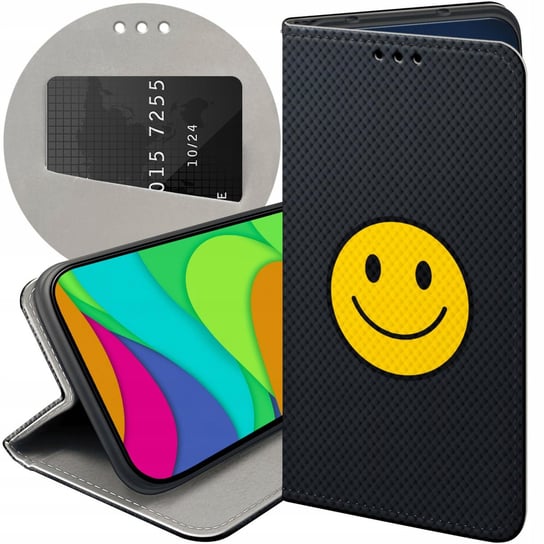 ETUI Z KLAPKĄ DO ALCATEL 3 2019 WZORY UŚMIECH SMILE EMOJI FUTERAŁ POKROWIEC Alcatel