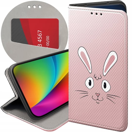 ETUI Z KLAPKĄ DO GOOGLE PIXEL 8 WZORY KRÓLIK ZAJĄC BUNNY FUTERAŁ POKROWIEC Google