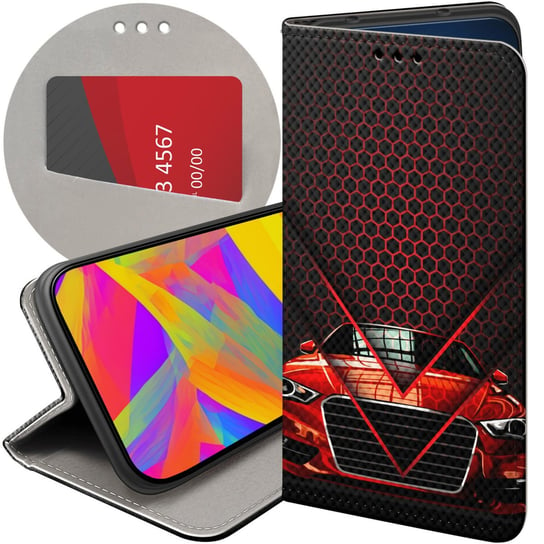 ETUI Z KLAPKĄ DO HONOR 90 LITE 5G WZORY AUTO MOTOR POJAZDY SAMOCHODY CASE Honor