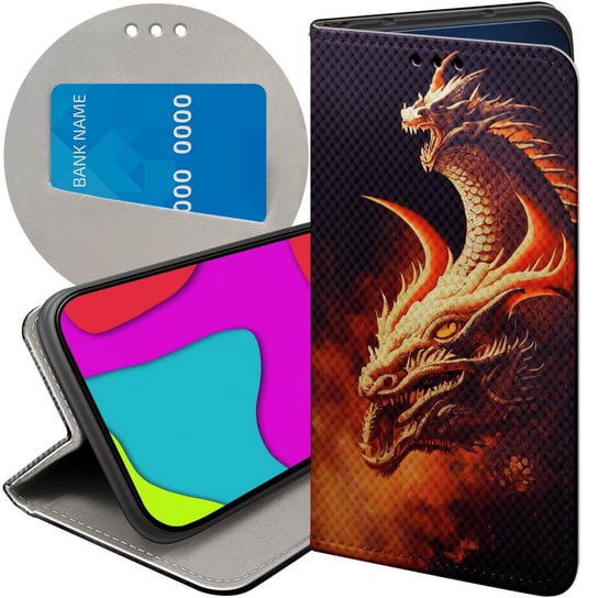 ETUI Z KLAPKĄ DO HONOR 90 LITE 5G WZORY SMOKI DRAGON TANIEC SMOKÓW FUTERAŁ Honor