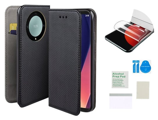 Etui z klapką do HONOR MAGIC 5 LITE czarny smart magnet +folia ochronna TPU MARTECH