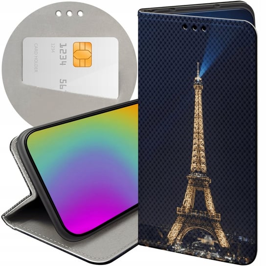 ETUI Z KLAPKĄ DO HUAWEI HONOR X50 5G WZORY PARYŻ FRANCJA EIFFEL FUTERAŁ Huawei