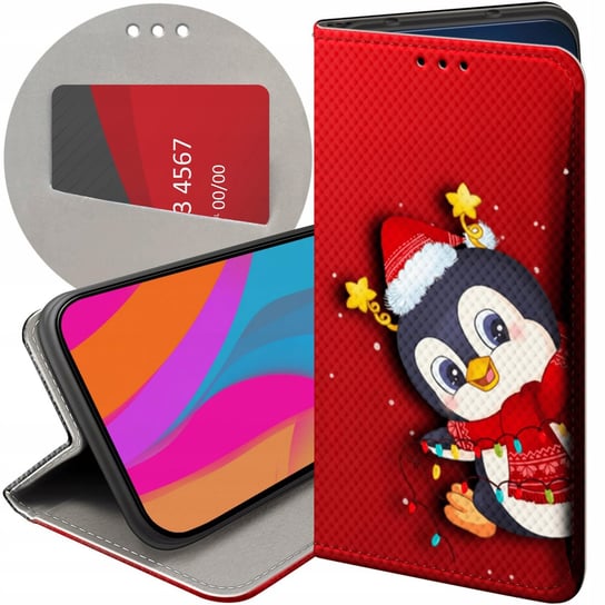 Etui Z Klapką Do Huawei Honor X50 5G Wzory Święta Christmas Mikołaj Pingwin Huawei