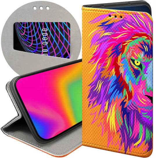 ETUI Z KLAPKĄ DO HUAWEI HONOR X7A WZORY NEONOWE NEON JASKRAWE FUTERAŁ CASE Huawei