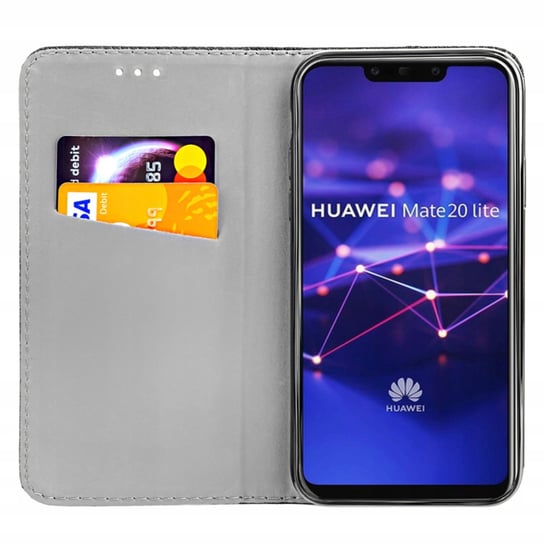 Etui Z Klapką Do Huawei Mate 20 Lite Czarne Zamykane Magnetyczne Kabura Huawei