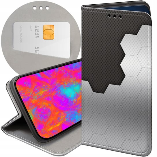 ETUI Z KLAPKĄ DO HUAWEI MATE 20 LITE WZORY SZARE METALLIC GREY FUTERAŁ CASE Huawei