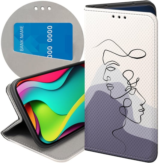 ETUI Z KLAPKĄ DO HUAWEI NOVA 10 SE WZORY CONTINUOUS LINE-ART KRESKA LINIE Huawei