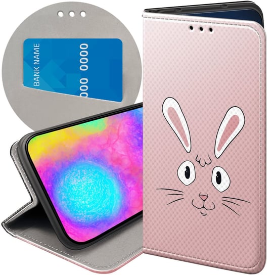 ETUI Z KLAPKĄ DO HUAWEI NOVA 5T / HONOR 20 WZORY KRÓLIK ZAJĄC BUNNY FUTERAŁ Huawei