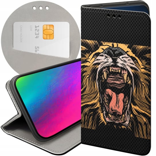 ETUI Z KLAPKĄ DO HUAWEI NOVA 5T / HONOR 20 WZORY LEW LWY LWICA FUTERAŁ CASE Huawei