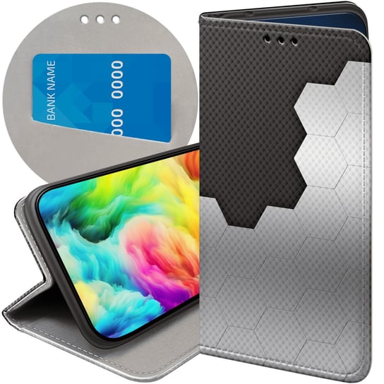 ETUI Z KLAPKĄ DO HUAWEI NOVA 5T / HONOR 20 WZORY SZARE METALLIC GREY CASE Huawei