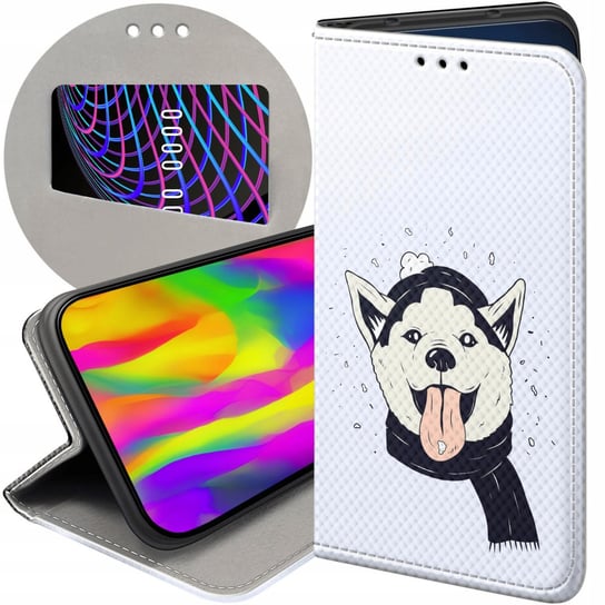 Etui Z Klapką Do Huawei Nova Y70 Wzory Husky Psy Pieski Futerał Pokrowiec Huawei