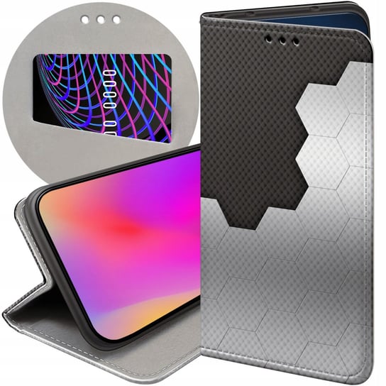 ETUI Z KLAPKĄ DO HUAWEI NOVA Y70 WZORY SZARE METALLIC GREY FUTERAŁ CASE Huawei