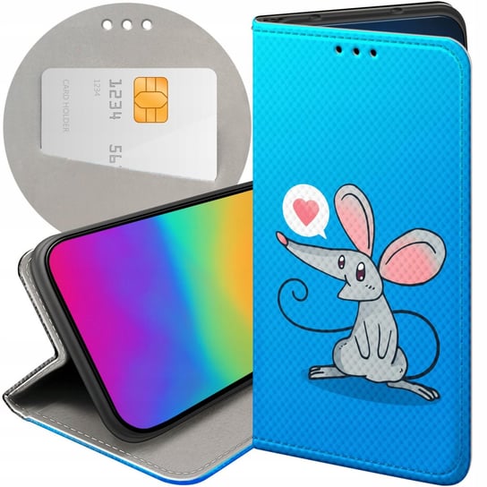 ETUI Z KLAPKĄ DO HUAWEI P SMART 2019 WZORY MYSZKA MOUSE MINI FUTERAŁ CASE Huawei