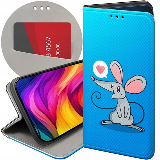 ETUI Z KLAPKĄ DO HUAWEI P SMART 2021 WZORY MYSZKA MOUSE MINI FUTERAŁ CASE Huawei