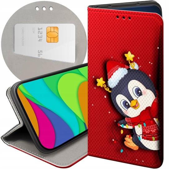 Etui Z Klapką Do Huawei P10 Lite Wzory Święta Christmas Mikołaj Pingwin Huawei