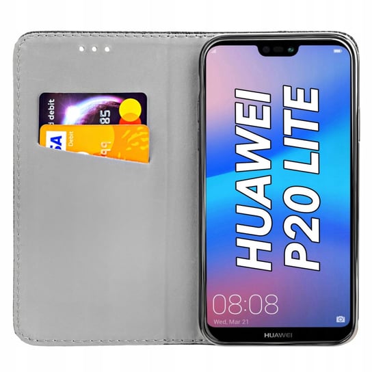 Etui Z Klapką Do Huawei P20 Lite Czarne Zamykane Magnetyczne Kabura Futerał Huawei