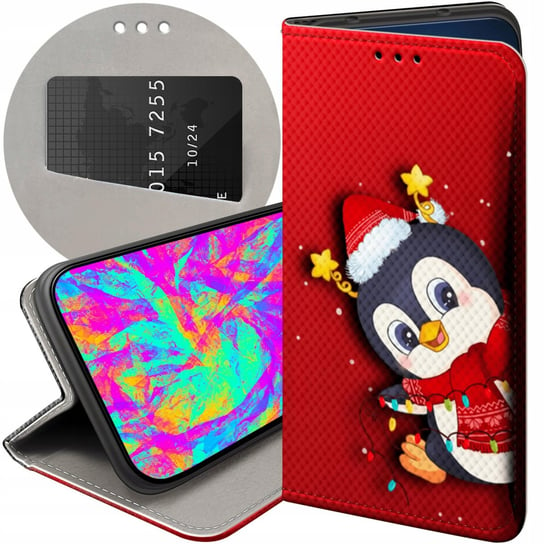 Etui Z Klapką Do Huawei P20 Wzory Święta Christmas Mikołaj Pingwin Futerał Huawei