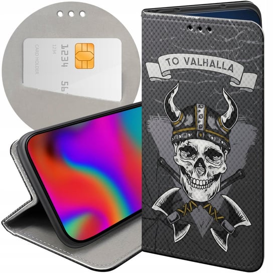 ETUI Z KLAPKĄ DO HUAWEI P20 WZORY WIKINGOWIE VIKING RUNY ODYN FUTERAŁ CASE Huawei