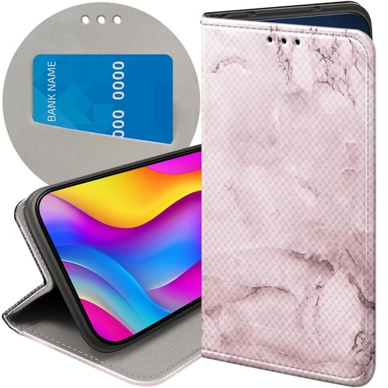 ETUI Z KLAPKĄ DO HUAWEI P30 LITE WZORY RÓŻOWE GOLDEN ROSE PUDROWY RÓŻ CASE Huawei