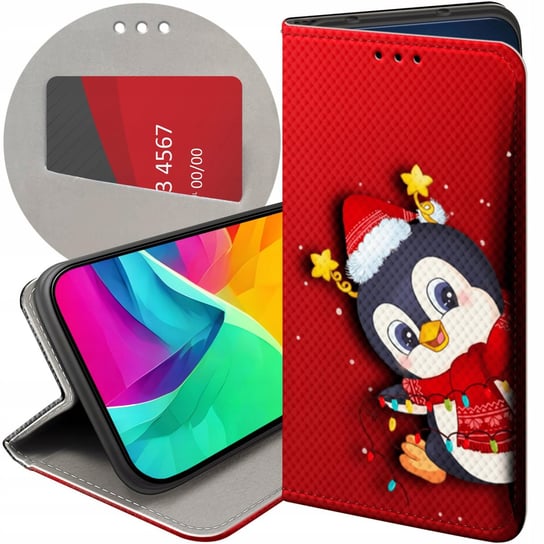 Etui Z Klapką Do Huawei Y5 2018 Wzory Święta Christmas Mikołaj Pingwin Case Huawei