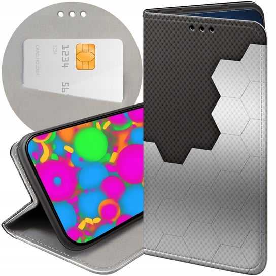 ETUI Z KLAPKĄ DO HUAWEI Y5 2018 WZORY SZARE METALLIC GREY FUTERAŁ POKROWIEC Huawei