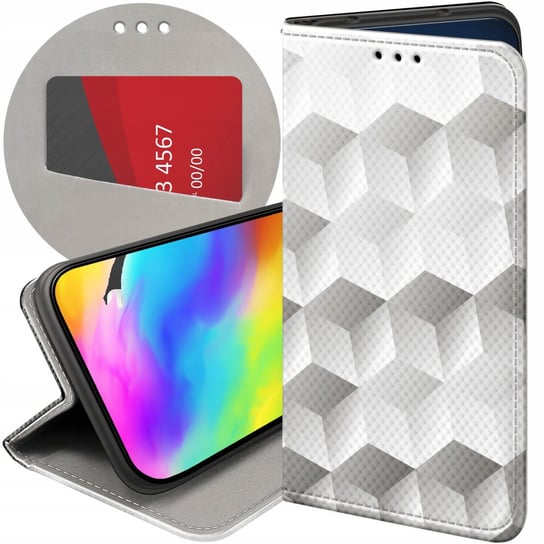 ETUI Z KLAPKĄ DO HUAWEI Y5 2019 WZORY 3D GEOMETRYCZNE ILUZJA FUTERAŁ CASE Huawei