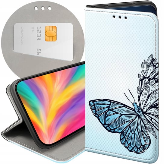 ETUI Z KLAPKĄ DO HUAWEI Y5P WZORY MOTYLE BUTTERFLY BARWNE FUTERAŁ CASE Huawei