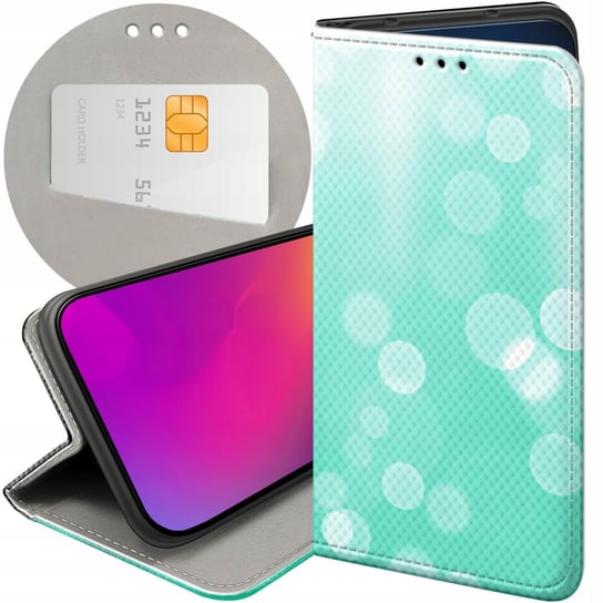 ETUI Z KLAPKĄ DO HUAWEI Y6 2017 / Y5 2017 WZORY MIĘTOWE MIĘTA MINT FUTERAŁ Huawei