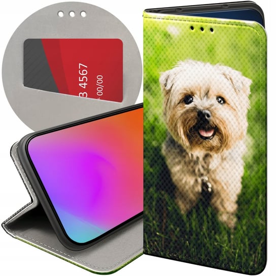 ETUI Z KLAPKĄ DO HUAWEI Y6 2017 / Y5 2017 WZORY PIESKI PSIAKI DOGS FUTERAŁ Huawei