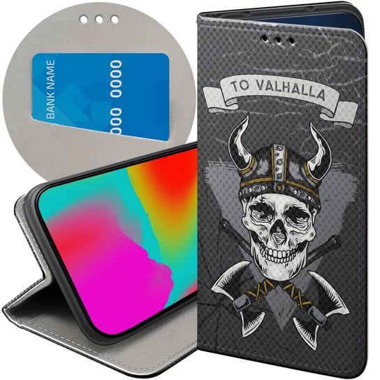 ETUI Z KLAPKĄ DO HUAWEI Y6 2017 / Y5 2017 WZORY WIKINGOWIE VIKING RUNY ODYN Huawei