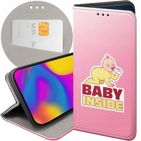 ETUI Z KLAPKĄ DO HUAWEI Y6 2018 WZORY CIĄŻOWE PREGNANT BABY SHOWER FUTERAŁ Huawei