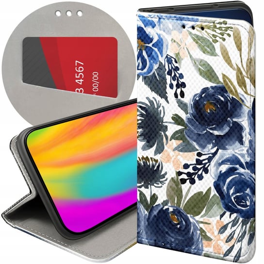 ETUI Z KLAPKĄ DO HUAWEI Y6 2018 WZORY KWIATY KWIECISTE FLOWER FUTERAŁ CASE Huawei